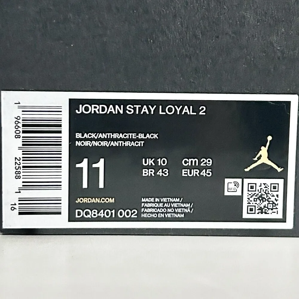Air Jordan Stay Loyal 2 “Black Anthracite” Men’s Size 11 Lifestyle Sneakers
